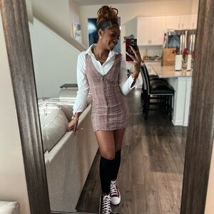 Plaid Maroon Zip-Up dress